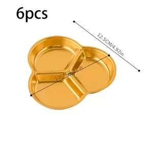 6pcs Stainless Steel Snack Plates Pickle Plates Flavor Plates Commercial Barbecue Golden Sauce Plates Dipping Sauce Plates Condiment Plates