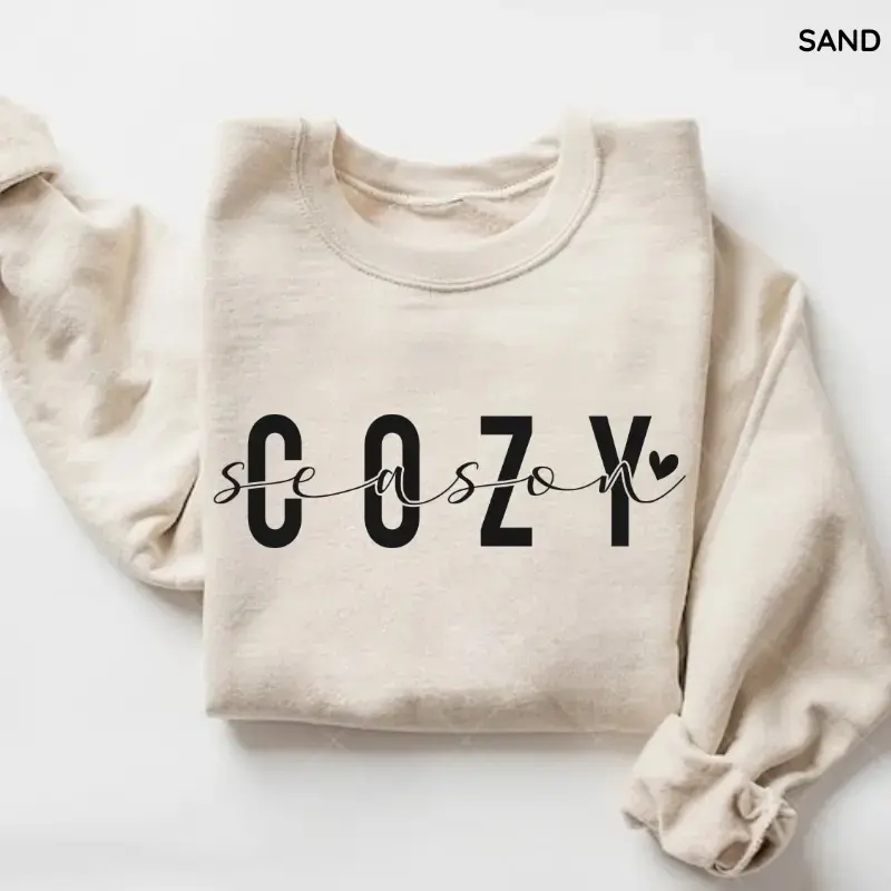 Cozy Season Sweatshirt, Merry and Bright Christmas Sweater, Cute Women Holiday Outfit, Festive Winter Pullover Shirt Womenswear