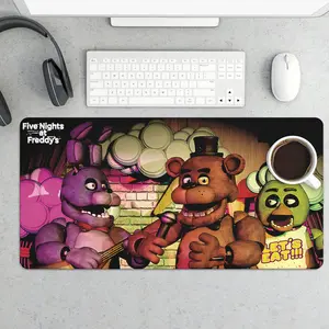 FNAF Freddy's Music Band 31.5x15.75 in Extended Desk Mat, Large Gaming Mouse Pad, Non-Slip Base for Office & Gaming Setupe