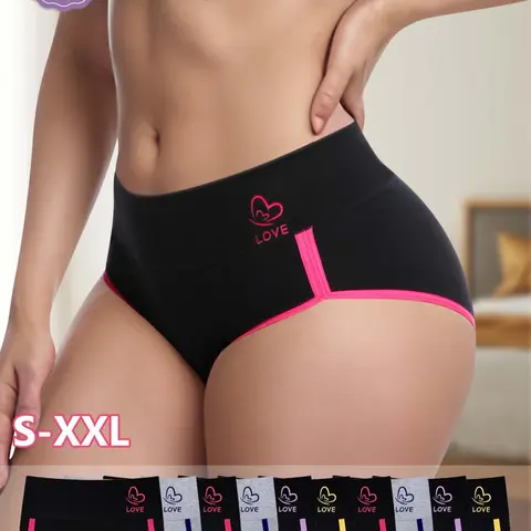 Morelect Women's Soft Comfy Underwear Set, Soft Comfy Panty 10 Pcs Mid-Waist Comfortable Colorblock Shapewear Panties, High-Quality Printed Skin-Friendly Triangle Pants