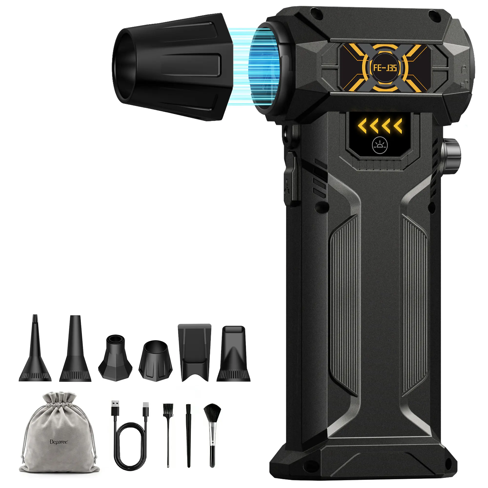 Electric Air Duster, 150000RPM High-Speed Turbo Jet Fan, 8000mAh Rechargeable Cordless Air Blower, Powerful Dust Cleaner for PC Keyboard Car Interior Office Cleaning