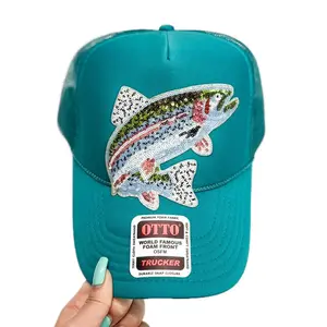 Sequin Rainbow Trout Fishing Otto Trucker Hat Women’s Hat - Accessories