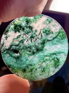 Moss Agate Round Slice, Natural Crystal Decoration, DIY High-end Jewelry Making, Perfect Home Decoration Artwork, Unique Gift
