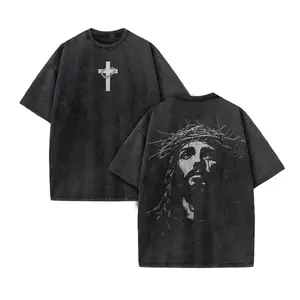 Vintage Washed Graphic Tee Faith Inspired Retro Streetwear Oversized T-Shirt TikTok Viral Y2K Unisex Soft Cotton Christian Summer Casual Top