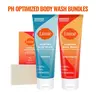 pH Optimized Body & Intimate Wash Bundles: Acidified Body Wash or Cleansing Bar Soap - Shampoo, Face, Body, and Shave Bar or Hydrating AHA Body Wash Gel. Powered by Mandelic Acid