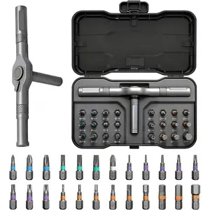 All-in-One T-Handle Ratchet Screwdriver Set with 24 Precision Bits - Durable S2 Steel Driver Kit for Home Improvement, Furniture Assembly, Auto Work, Electronics Repair and Outdoor Emergency Use