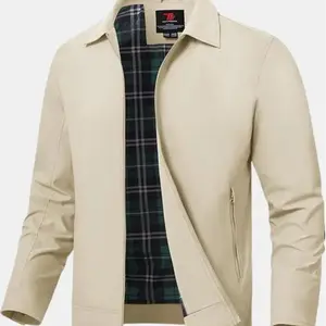 Men's Lightweight Windproof & Water-Resistant Jacket Classic Style Meets Everyday Function with Timeless Laydown Collar Button Cuffs Secure Storage Smart Pocket Design Classic Plaid Lining - Coats, Casual Menswear Fashion Layer Outdoor