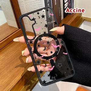 Magnetic Phone Case Compatible with Samsung Galaxy S23 Ultra S24 Plus S25 S22+ FE Night Sky Whimsy Pattern Acrylic Back TPU Edges Clear support wireless charging Bumper Cover for