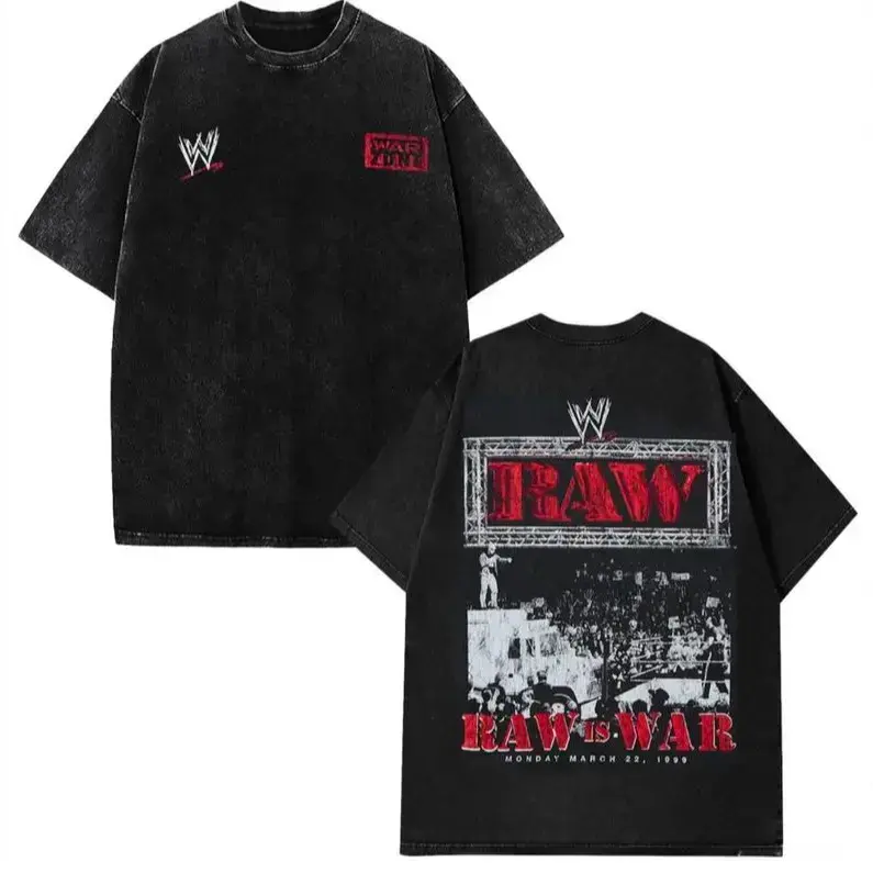 Men's Short-Sleeve Round Neck WWE 2026 RAW Legends Exclusive Limited Washed Graphic T-Shirt, Menswear Top
