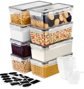 Large Food Storage Containers Airtight, Four-Way Snap Lids (Pack of 8) - 11.5 x 6 x 4 in