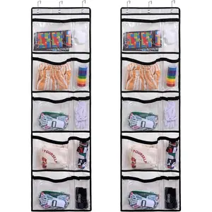 Weekly  Clothes Organizer for Daily Activity, Over Door Portable  School Clothing Storage with 3 hooks (Beige - 2 Set)