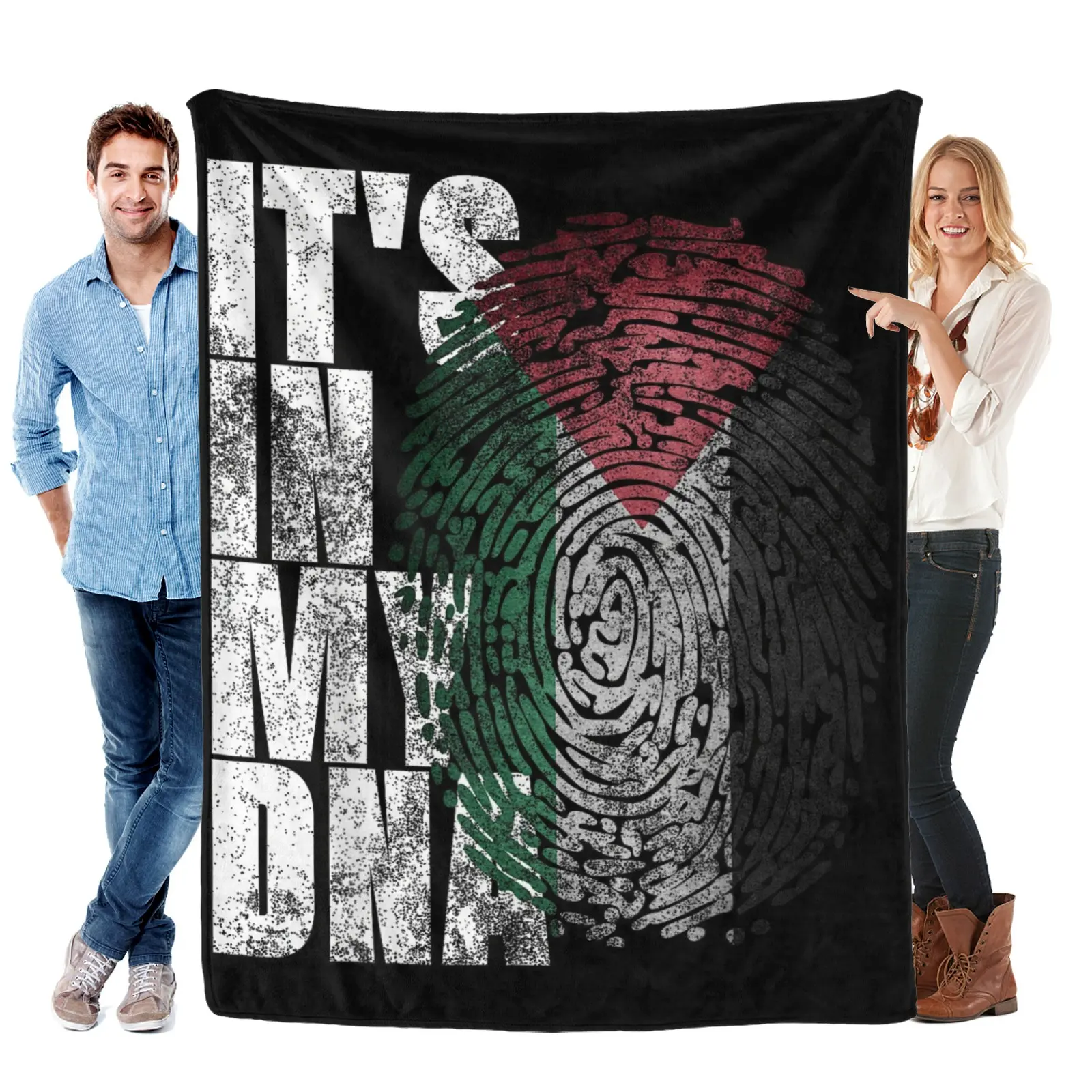 It's In My DNA Palestinian Shirt Arabic Gifts Palestine Flag Blanket Gift for Girls Boys Women Super Soft Flannel Blanket for Sofa Couch Bed Camping Travel - Plush Warm Home Decor for All Seasons, Customized, Durable, High-Quality Fabric, Plush Texture