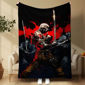Ninja Pattern Blanket, Soft Comfortable Throw Blanket, Cool Bedroom Bedding Blankets, Warm Napping Blanket for Home Office Travel Outdoor Camping, Custom Image Blanket