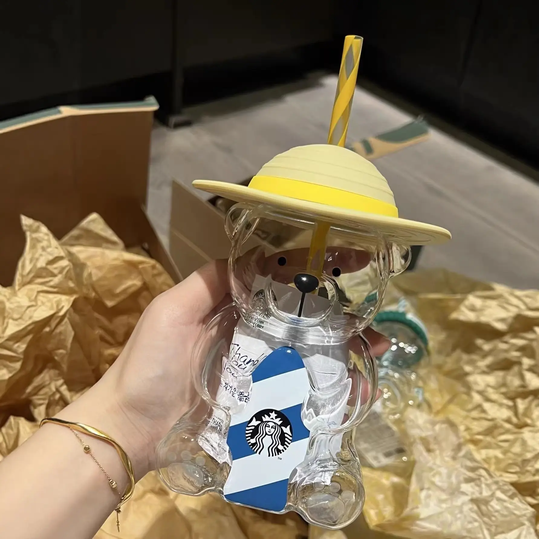 Bear Straw Cup - Bear-shaped glass cup for baristas, bear cup for cold drinks, home decoration cup