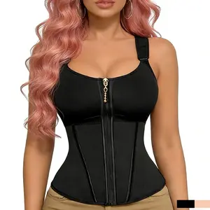 Waist Shapewear for Women 17-Bone Zip-Front Girdle with Bra Tummy Control Adjustable Straps Workout Shapewear Total Control Enhanced Core Support