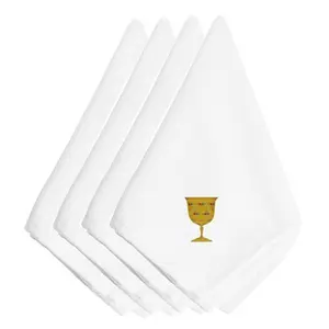 212 MAIN Hanukkah Motif Embroidered Napkins, Set of 4, Polyester Kitchenware, Uniform Embroidery, No-Ironing Tableware