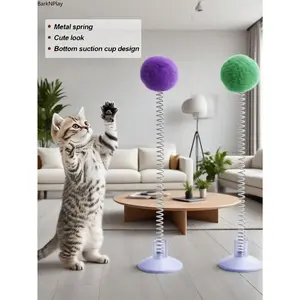 5 Pack Interactive Cat Toys Set, Feather and Plush Ball Teaser Wand with Metal Spring and Suction Cup Base, Indoor Hunting Toys for Cats and Kittens, Durable Battery-Free Toys for Exercise and Boredom Relief