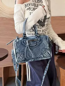 2026 Vintage Washed  Messenger Bag, Casual Y2K Style Shoulder Bag Double Handle Handbag Spacious Practical Crossbodybag Computer Bag Fashionable Street Bag Suitable for Work Commuting, Shopping, Travel and Back To School