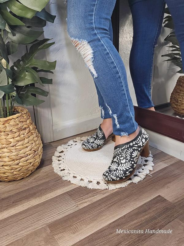Stella low heel||embroidered Mexican wedges/Mexican huarache||Mexican heels//Huarache mexicano||Mexican sandal||huarache