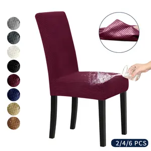 Easy-Going Waterproof Dining Chair Cover, Stretch Jacquard Set of 2,4,6, All Season Removable Washable Protector, Contemporary Home Decor for Kitchen Living Room Hotel Wedding Banquet Ceremony, Lifehacks