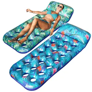 Inflatable Pool Floats Adult, 2 Pack Large Pool Float Raft with Headrest for Adults, Tanning Pool Lounger Cooling Pool Floaties for Vacation
