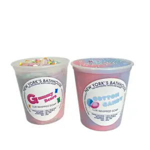 Fluffy Whipped Soap or Exfoliating Body Sugar Scrub for Shower- Gentle Exfoliating Formula for Skin Shaving Cream Scented Care Gummy Bears Cotton Candy Scented Oatmeal
