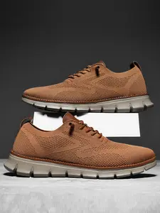 Men's Business Casual Sneakers, Walking Shoes, Breathable Knit Mesh, Lightweight Comfort, Slip-On Design, All Seasons, Sizes 40-48, Ten Colors Available