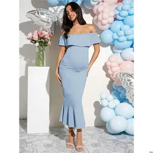 Baby Midi Bodycon Elegant Dress Loomaby Gender Reveal Maternity For Shower Party