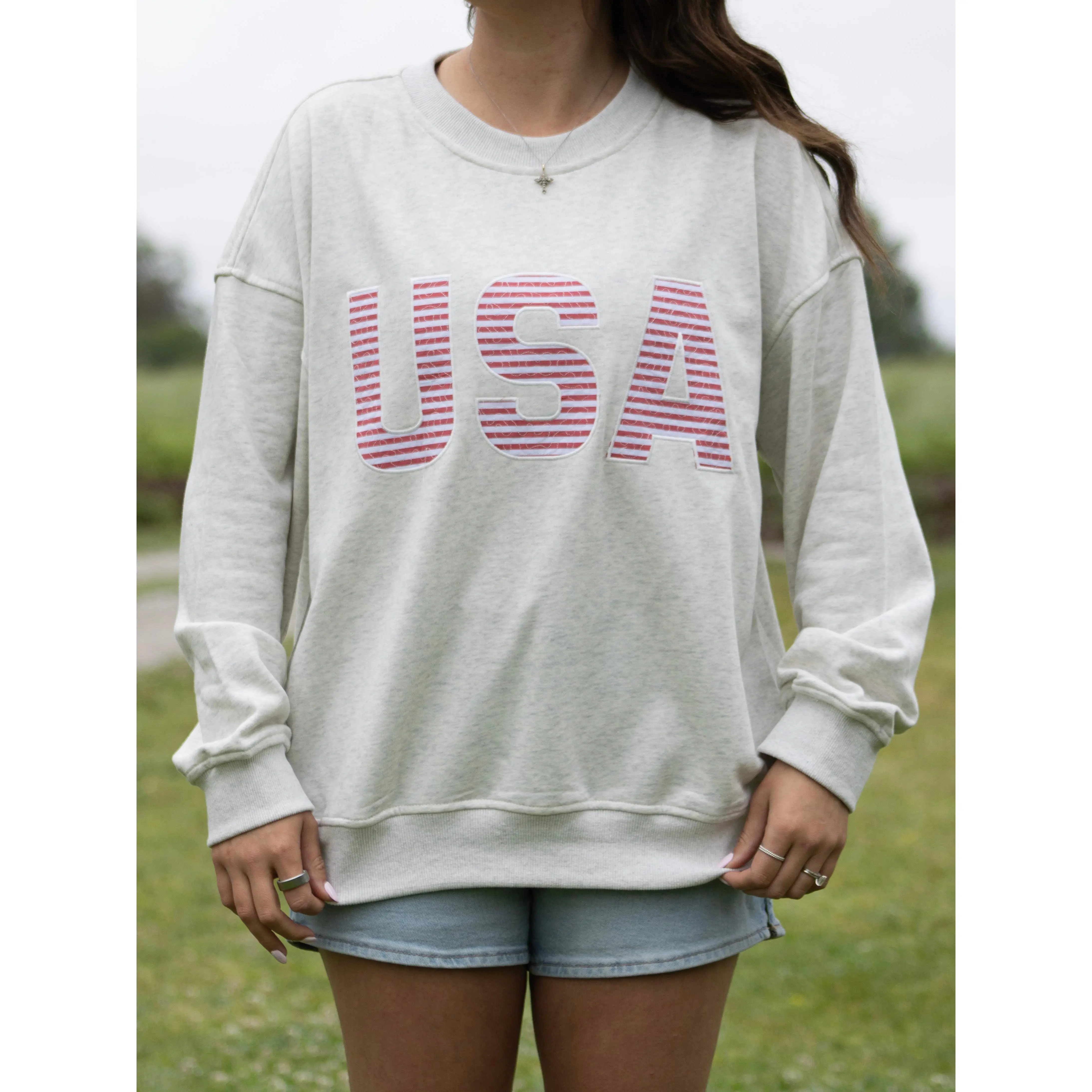 USA Patchwork Crewneck