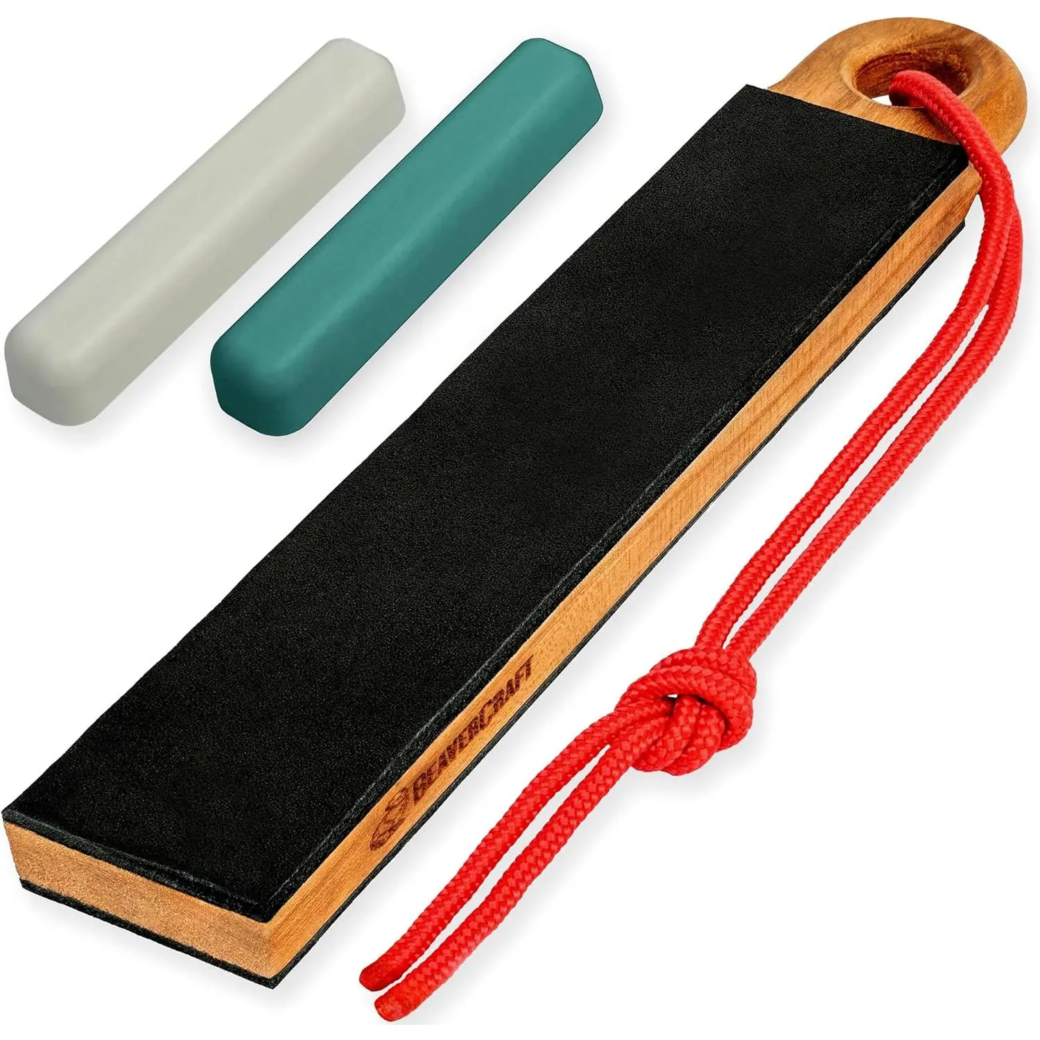 Leather Strop for  Sharpening LS9P02 - Stropping Kit with Polishing Compound - Leather  Sharpener - Honing Strop Block 2-sided