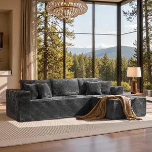 106-inch assembly-free sofa, freely configurable for living room or home theater use, Soft and skin-friendly corduroy fabric, L-Shaped Modern Chenille Sofa Set,No Assembly Required Living Room Sofa affordable sofa living room