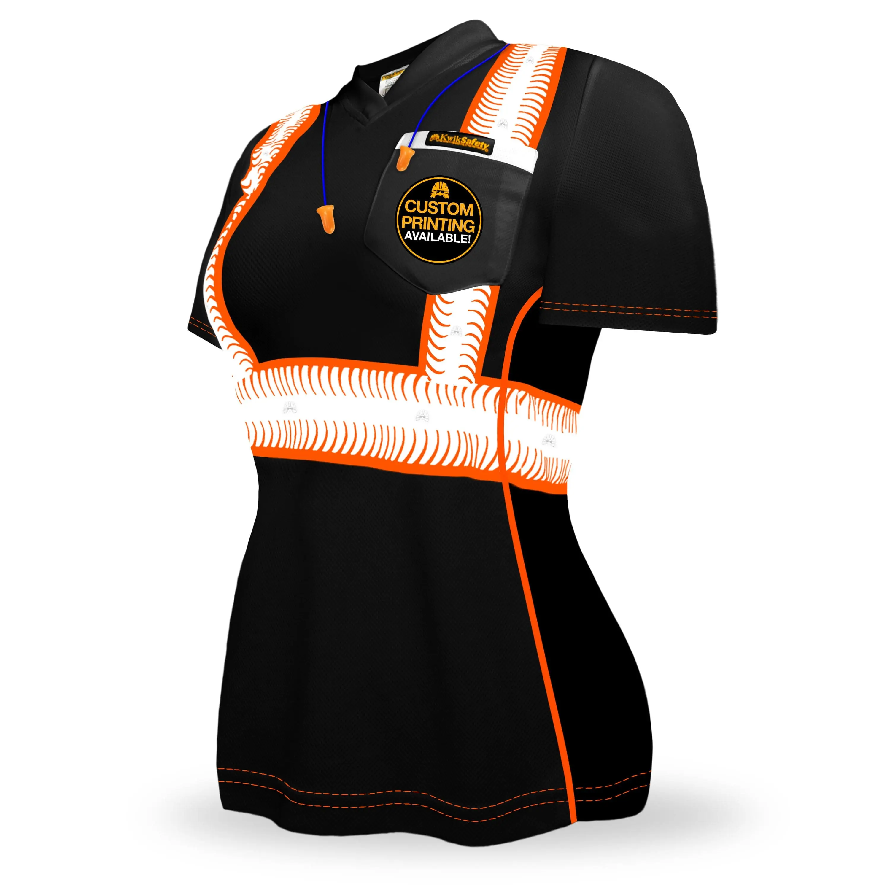 KwikSafety VIXEN Safety Shirt for Women (ANGEL HAIR TAPE) Short Sleeve Womenswear High Visibility Work Hi Vis Clothing - Model No.: KS4410BLK