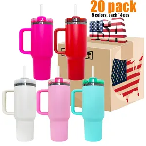 20 Pack USA Warehouse H2.0 40oz Mirror Black Plated Tumbler For Laser Engraving