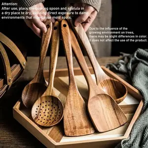 5 Piece Wooden Spoons for Cooking,Smooth Finish Teak Wooden Utensils for Cooking, Comfort-Grip Wood Spoons for Cooking, Non-Stick Wooden Cooking Utensils,Teak Wooden Spoon Sets (5 PCS Large)