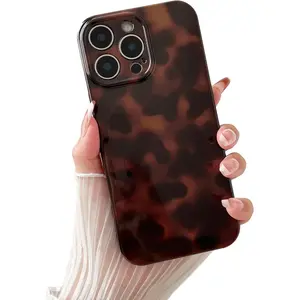Compatible with iPhone 15 Pro For Case, Tortoise Shell Chic Amber Brown Print Leopard, Classic Soft TPU Protective Shockproof Case For iPhone 15 Pro 6.1 ''Color2