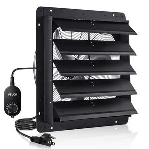 VEVOR 24 inch Shutter Exhaust Fan, Wall Mounted Attic Vent Fan with Variable Speed Controller, 4800 CFM, AC Motor, Heavy-duty Steel, Low Noise for Shed, Garage, Greenhouse Ventilation Cooling, Black