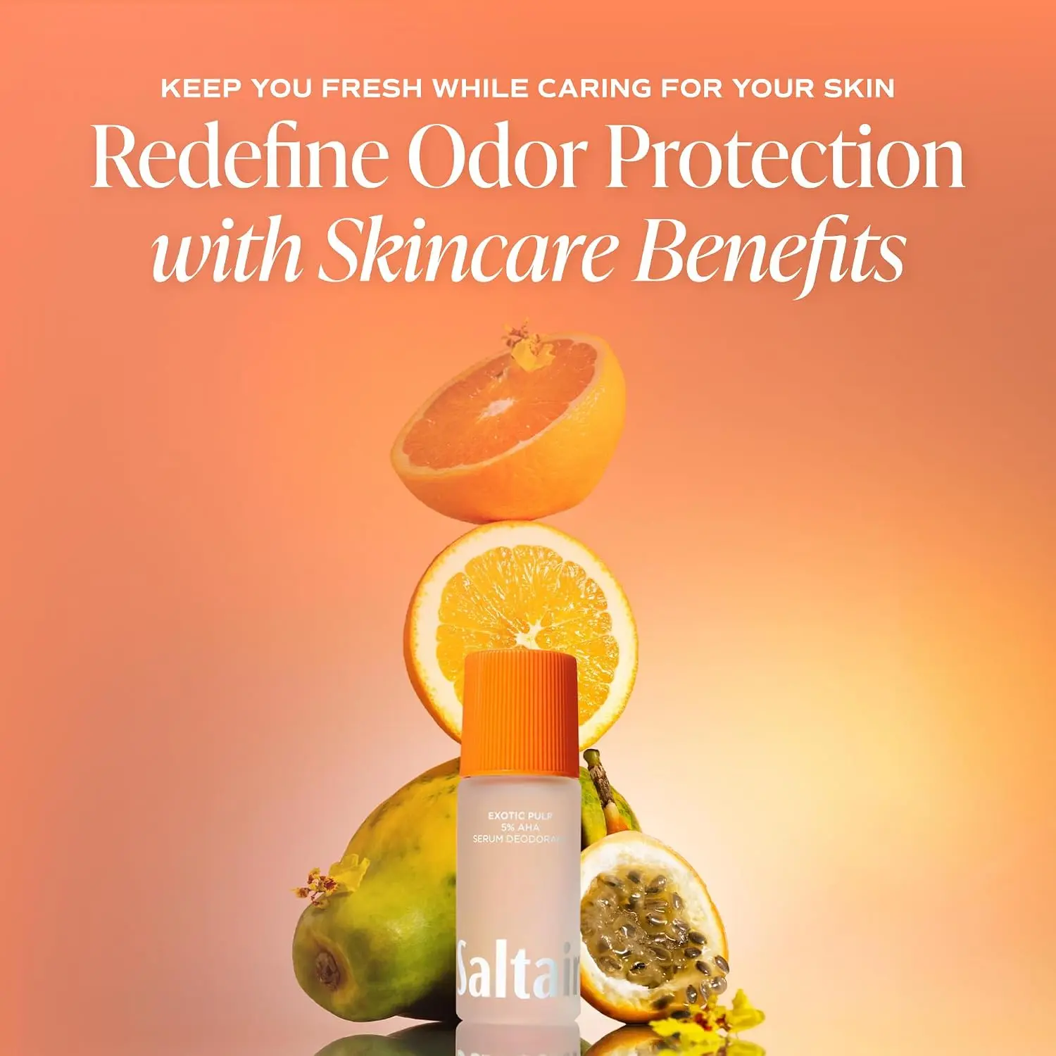 Saltair Serum Deodorant | 5% AHA Roll-On | Exotic Pulp, 2 Pack, 3.4 fl oz