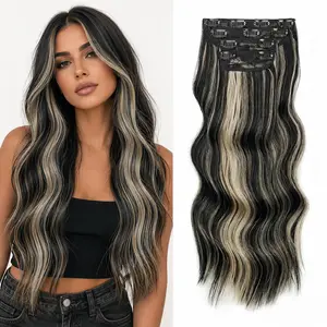 Plodon 4PCS Invisible Clip-In Wavy Hairpiece Extensions 16/20/24 Inch Voluminous Thick Hair Set Natural Blend Soft Smooth Texture Lightweight Comfortable Beginner Friendly Easy Install TikTok Trending Hair