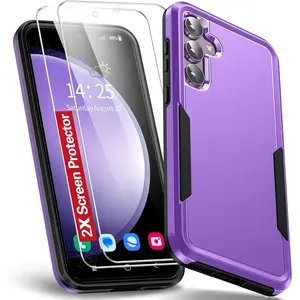 Entronix Case for Samsung Galaxy S25/S24 Plus - Soft-Touch Sleek Bumper Cover & 2 Clear Screen Protectors, Smartphone Accessories Tempered
