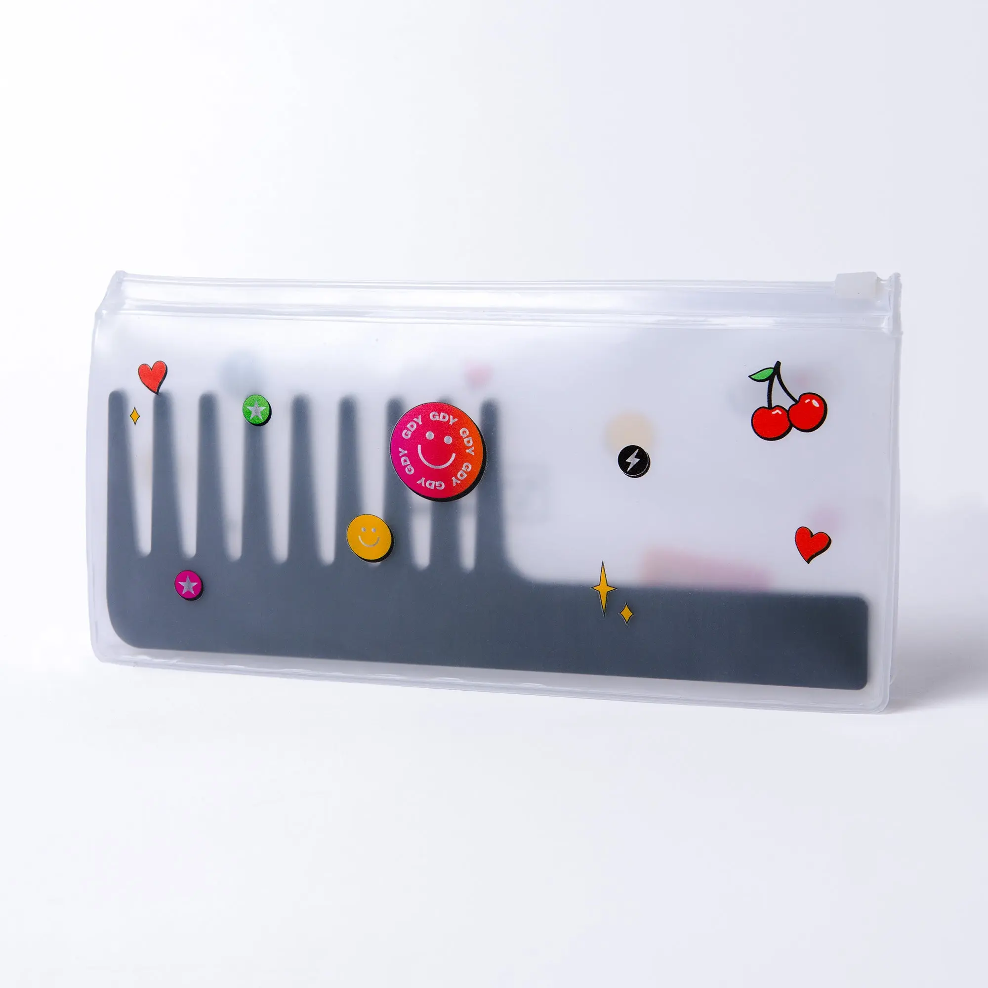 GDY Hair Comb - Black Wide-Tooth Comb with Handle for Even Dye Distribution & Styling - Includes Free Reusable Pouch with Decals
