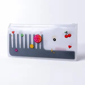 GDY Hair Comb - Black Wide-Tooth Comb with Handle for Even Dye Distribution & Styling - Includes Free Reusable Pouch with Decals