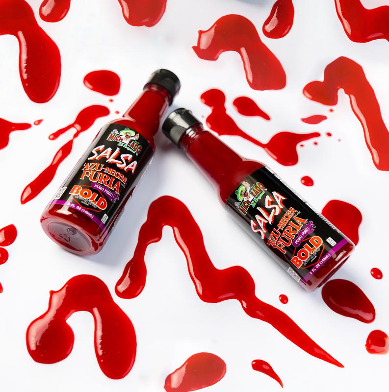 COMBO Salsa Bold & Mini Bold - Azu-Mecha Furia BOLD - Spice & Spicy - Sr. Michelado - 1 Salsa 5oz Azu-Mecha Furia BOLD & 1 MINI Size 2.8oz Azu-Mecha Furia BOLD Snack Seasoning