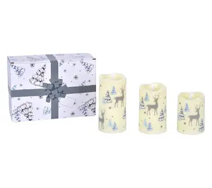 Temp-tations Set of (3) 4", 5", 6" Fiberoptic Candles w/ Box