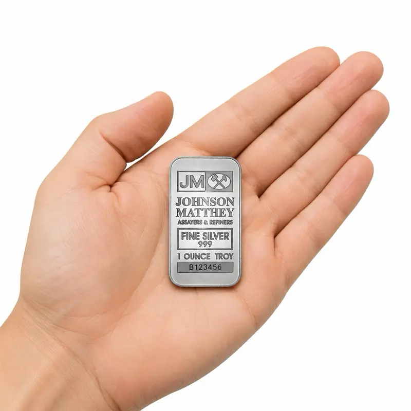 1 oz Troy Ounce Johnson Matthey JM Logo Investment Metal Silver Bar