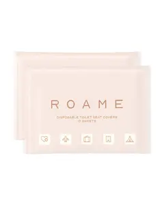 ROAME Disposable Toilet Seat Covers 2-Pack - 20 Sheets Total Ultra-Thin Biodegradable Hygienic Barrier for Shared Spaces