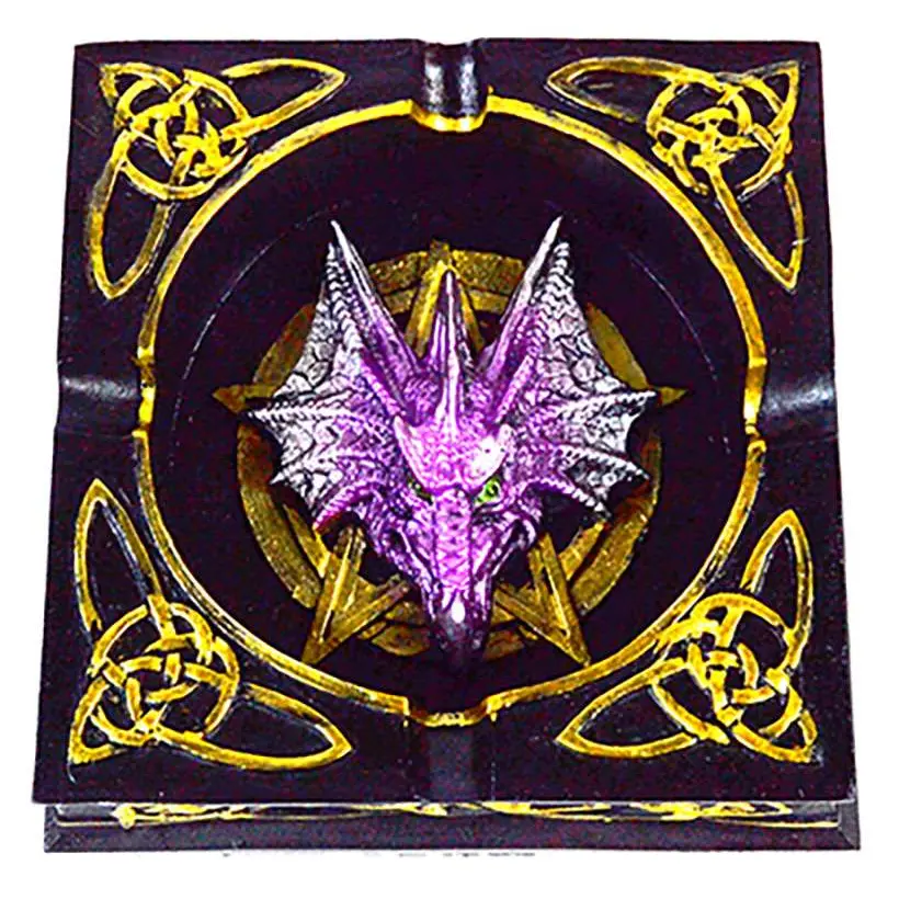 4¾" Dragon Ashtray with Celtic Knotwork — Cold Cast Resin Altar Dish