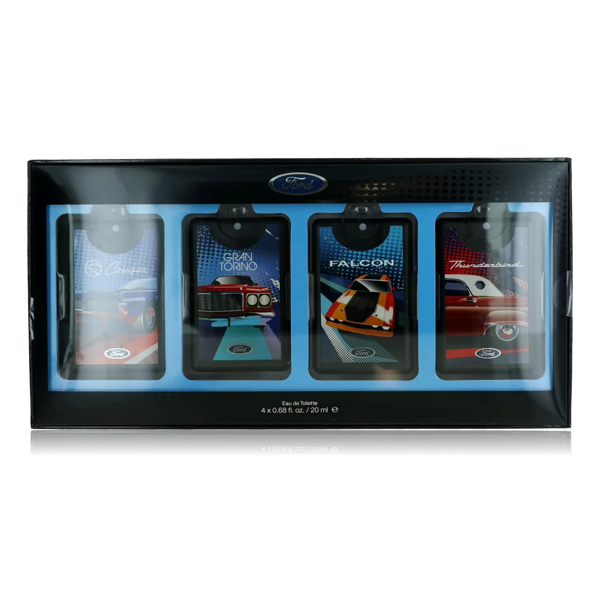 Ford Legacy by Mustang Car-Themed 4-Piece Men's Fragrance Gift Set with Thunderbird, Cougar, Falcon Inspired Notes
