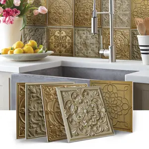 Art Style Ceramic Tile Wall Stickers, Wall Decal, Self Adhesive Detachable, Waterproof, Decorative for Bedrooms, Bathrooms, Living Rooms, Kitchens