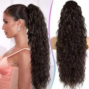 Claw Clip Ponytail Extension for women - 30" Long Curly Drawstring Ponytail Hair Extensions for Women, Strong Hold Fluffy Natural Looking Synthetic Hair Pieces for Women Daily Use(Black Brown) hair extension synthetic  Colorful Heat-Resistant Tinsel Kit