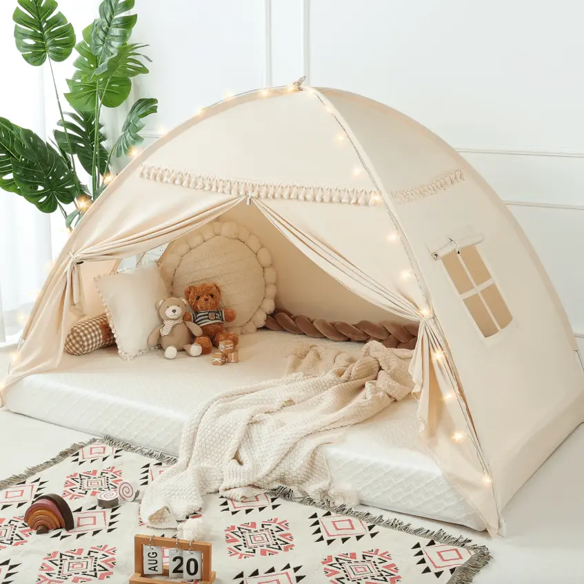 Inflatable Bubble Pretend Play Tent with Lights, Flags - Portable Toddler Tents Indoor, Indoor and Outdoor Use Kids Playhouse Gift